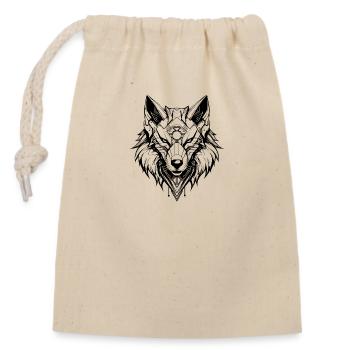 Cyber Sigilism Wolf Tattoo Design - Closable cotton gift bag (14x20cm) - nature - Front
