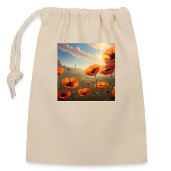 Champ de coquelicots au soleil du soir - Sac cadeau en coton avec cordon (14 x 20 cm) - nature - Devant