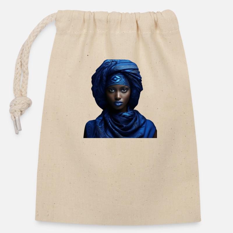 NKENTO MBUDI - Sac cadeau en coton avec cordon (14 x 20 cm) - nature