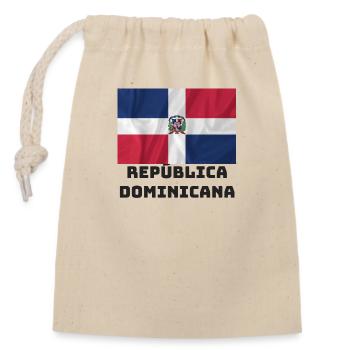 Drapeau de la République dominicaine - Sac cadeau en coton avec cordon (14 x 20 cm) - nature - Devant