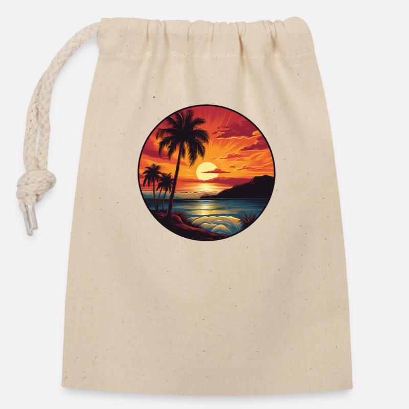 Sunset behind the Ocean - Closable cotton gift bag (14x20cm) - nature