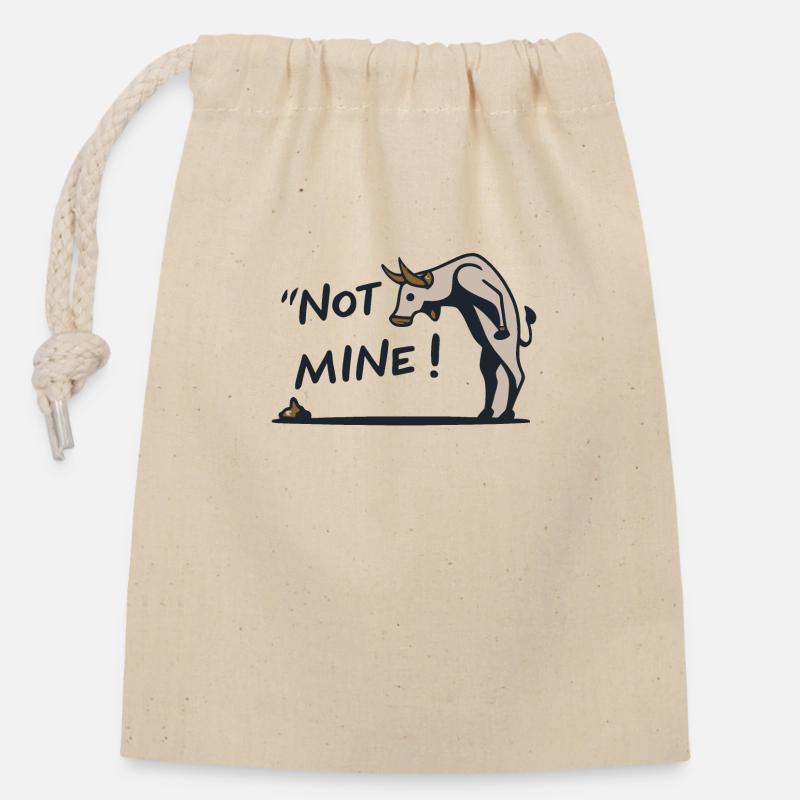 Pas le mien! - Sac cadeau en coton avec cordon (14 x 20 cm) - nature