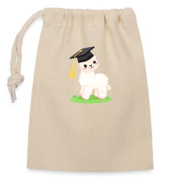 Alpaca Studies Graduate Bachelor School Leaving Certificate - Closable cotton gift bag (14x20cm) - nature - Front