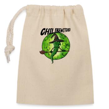 Chili Halloween Witch Broom Fly - Closable cotton gift bag (14x20cm) - nature - Front