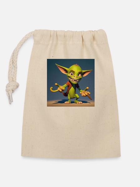 kleiner frecher Goblin - Verschließbarer Geschenkbeutel aus Baumwolle (14x20cm) - Natur