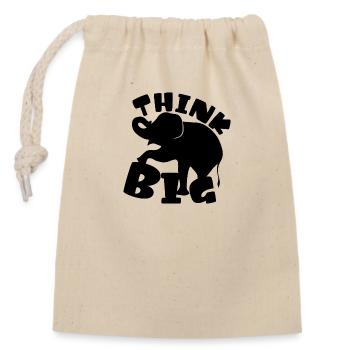 Think Big Elephant idea black Silhouette - Closable cotton gift bag (14x20cm) - nature - Front