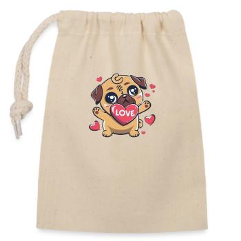Mops Liebe - Niedlicher Hund Mops - Hundeliebhaber - Hundemama - Verschließbarer Geschenkbeutel aus Baumwolle (14x20cm) - Natur - Vorne