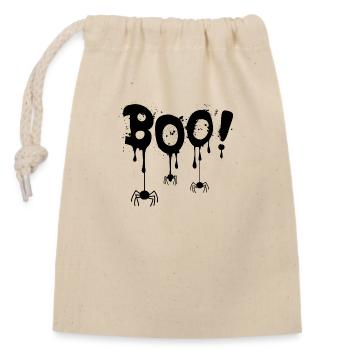 BOOO Halloween Spider - Verschließbarer Geschenkbeutel aus Baumwolle (14x20cm) - Natur - Vorne