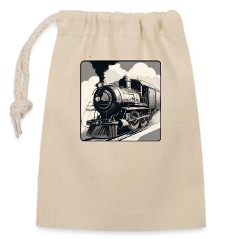 Steam Locomotive No.6 by Cora.Art - Verschließbarer Geschenkbeutel aus Baumwolle (14x20cm) - Natur - Vorne