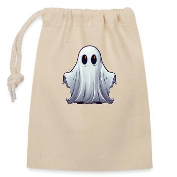 Little cuddly ghost with shining eyes - Closable cotton gift bag (14x20cm) - nature - Front