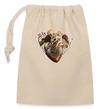 Golden Heart - Closable cotton gift bag (14x20cm) - nature - Front