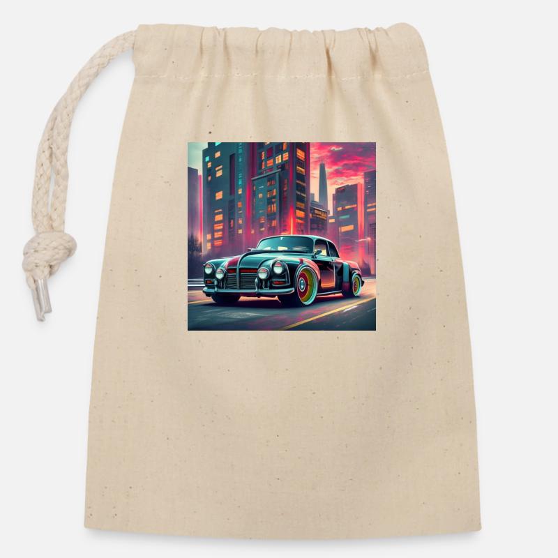 MuscelCar V - Sac cadeau en coton avec cordon (14 x 20 cm) - nature