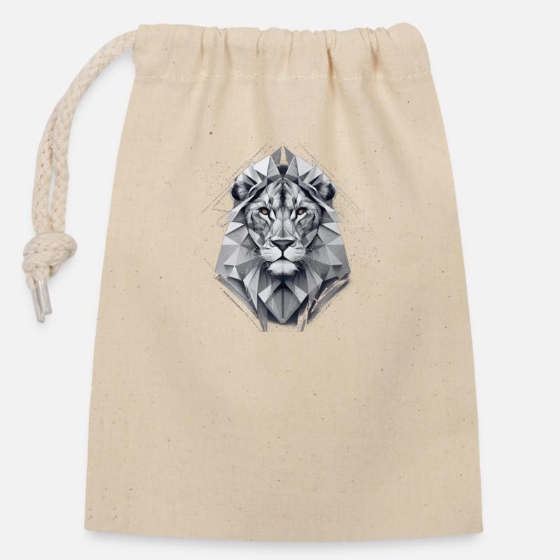 Geo_Löwe_2 - Closable cotton gift bag (14x20cm) - nature
