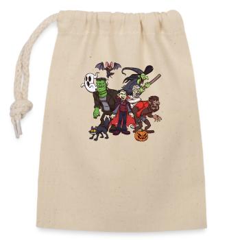 Klassische Halloween-Charaktere - Verschließbarer Geschenkbeutel aus Baumwolle (14x20cm) - Natur - Vorne