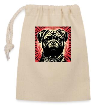 Mops Pop Art - Verschließbarer Geschenkbeutel aus Baumwolle (14x20cm) - Natur - Vorne