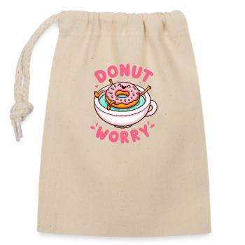 Donut Worry - Closable cotton gift bag (14x20cm) - nature - Front