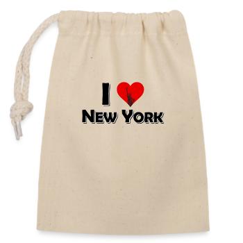 Das New York T-Shirt - I Love New York - Verschließbarer Geschenkbeutel aus Baumwolle (14x20cm) - Natur - Vorne