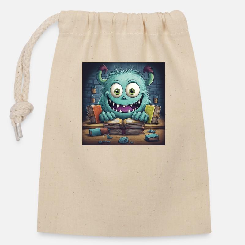 Monster - Verschließbarer Geschenkbeutel aus Baumwolle (14x20cm) - Natur