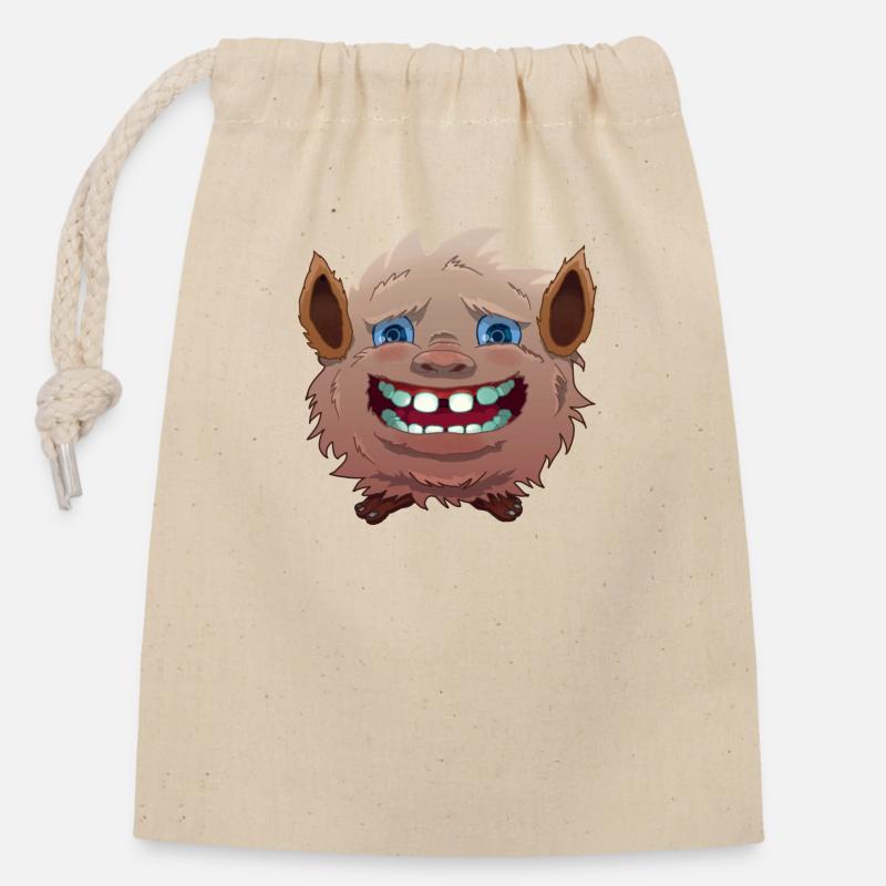 Furry - Closable cotton gift bag (14x20cm) - nature