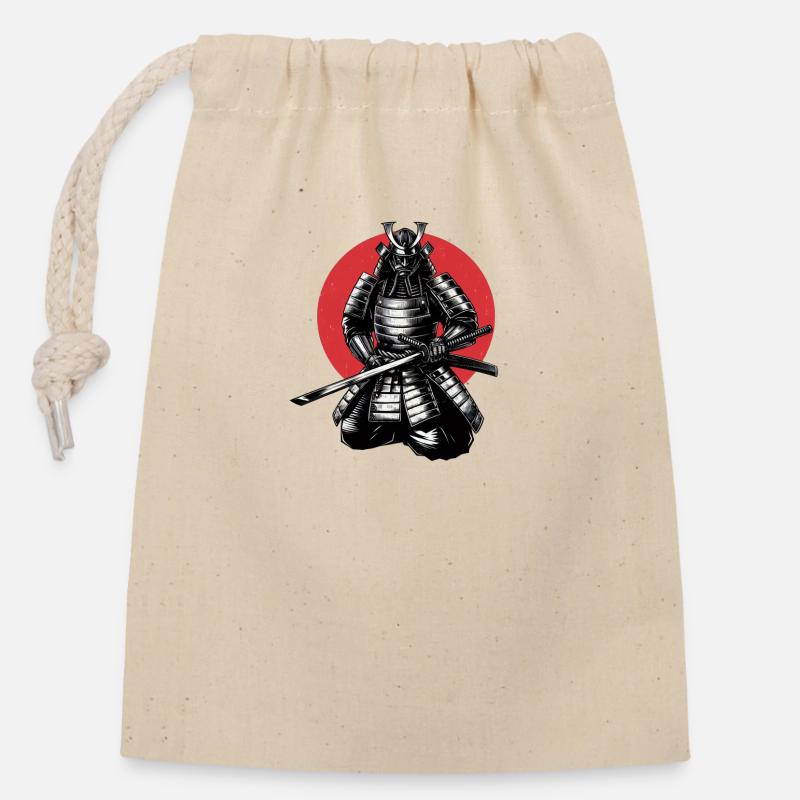 Samurai - Closable cotton gift bag (14x20cm) - nature