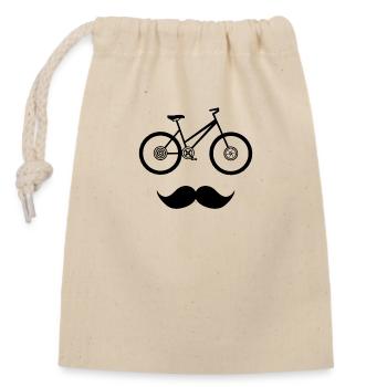 Schnurrbart Fahrrad - Verschließbarer Geschenkbeutel aus Baumwolle (14x20cm) - Natur - Vorne