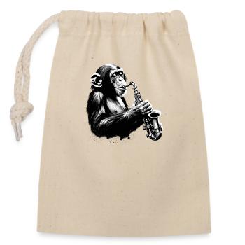 Saxophone Monkey Orchestra Street Art Banksy Style - Closable cotton gift bag (14x20cm) - nature - Front