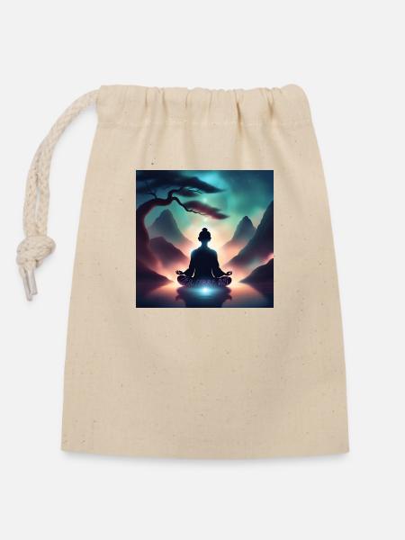 Zen comme moi - Sac cadeau en coton avec cordon (14 x 20 cm) - nature