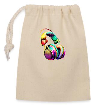 Kopfhörer Musiker Gamer Sänger Gesang Musik hören - Verschließbarer Geschenkbeutel aus Baumwolle (14x20cm) - Natur - Vorne