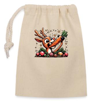 Rudolph le renne - Conception de jardin de Noël - Sac cadeau en coton avec cordon (14 x 20 cm) - nature - Devant
