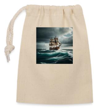 Pirate ship - Closable cotton gift bag (14x20cm) - nature - Front