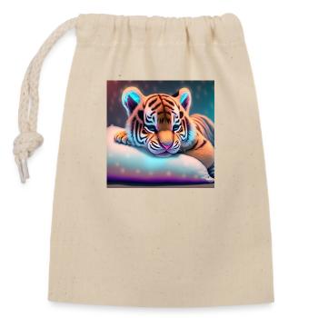 tiger - Closable cotton gift bag (14x20cm) - nature - Front