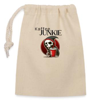 Kaffee Junkie - Verschließbarer Geschenkbeutel aus Baumwolle (14x20cm) - Natur - Vorne