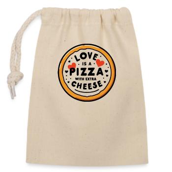 Love is a Pizza with Extra Cheese - Closable cotton gift bag (14x20cm) - nature - Front
