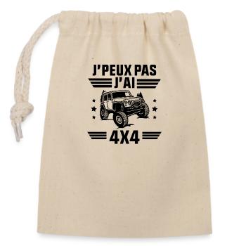 Je peux pas j'ai 4X4 - Sac cadeau en coton avec cordon (14 x 20 cm) - nature - Devant