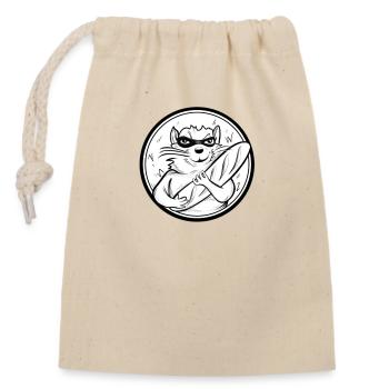 Masked Marmot - Closable cotton gift bag (14x20cm) - nature - Front
