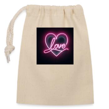 Neon Herz - Verschließbarer Geschenkbeutel aus Baumwolle (14x20cm) - Natur - Vorne