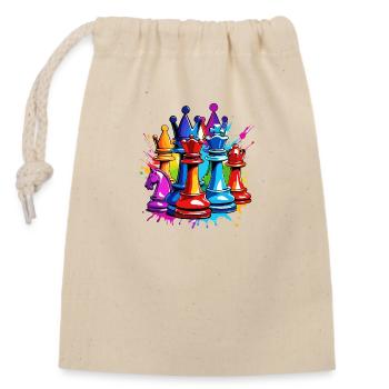 Schach / Figuren / Strategie / Denksport / Nerd - Verschließbarer Geschenkbeutel aus Baumwolle (14x20cm) - Natur - Vorne