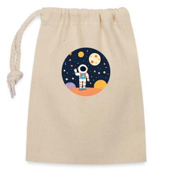 Greetings from space - Closable cotton gift bag (14x20cm) - nature - Front