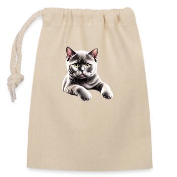Tomcat Cat Kitten British Shorthair Cat - Closable cotton gift bag (14x20cm) - nature - Front
