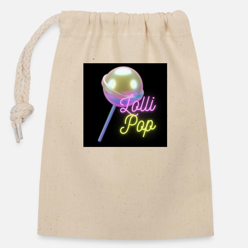 Lolli Pop - Verschließbarer Geschenkbeutel aus Baumwolle (14x20cm) - Natur