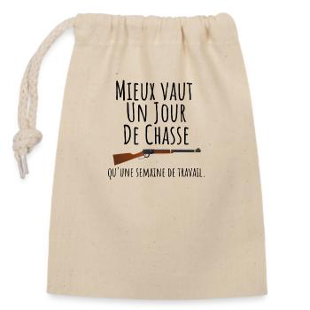 Hunting Gift - Funny Message for Hunter - Closable cotton gift bag (14x20cm) - nature - Front