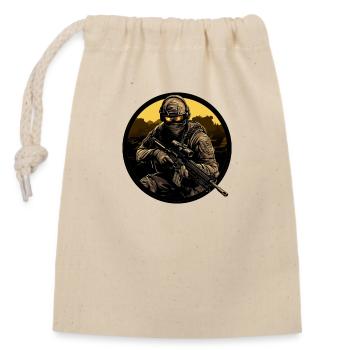 Army Soldier Sniper Soldat Logo - Closable cotton gift bag (14x20cm) - nature - Front