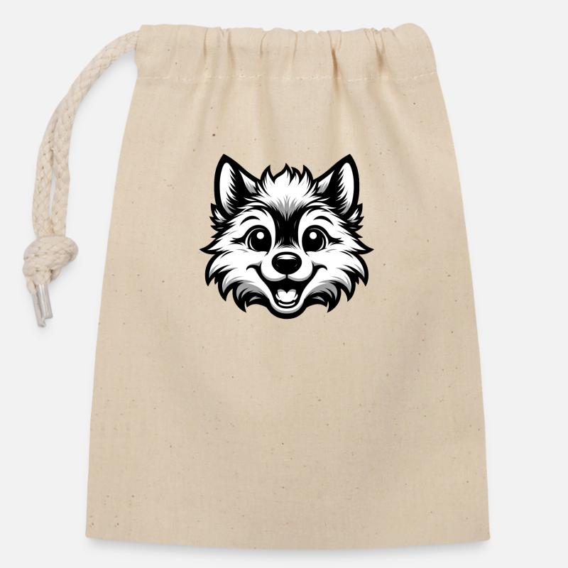 Wolf - Verschließbarer Geschenkbeutel aus Baumwolle (14x20cm) - Natur