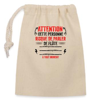 risque de parler de flûte à tout moment - Sac cadeau en coton avec cordon (14 x 20 cm) - nature - Devant