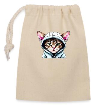 tomcat british shorthair cat cats kitten - Closable cotton gift bag (14x20cm) - nature - Front
