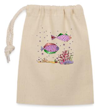 Poissons - Sac cadeau en coton avec cordon (14 x 20 cm) - nature - Devant