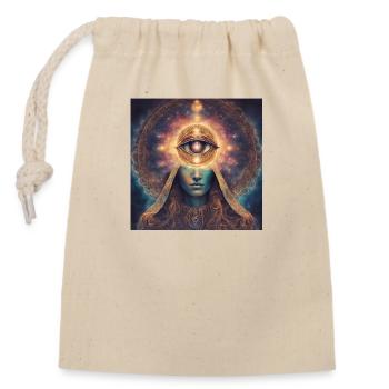 Space - Closable cotton gift bag (14x20cm) - nature - Front