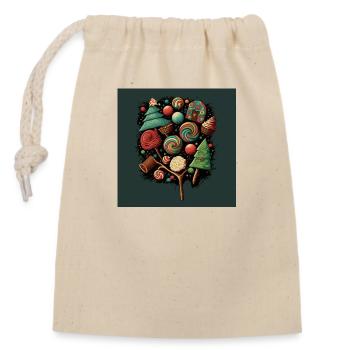 yule logs and vintage candy - Closable cotton gift bag (14x20cm) - nature - Front