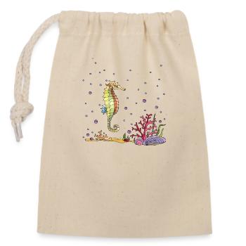 Hippocampe - Sac cadeau en coton avec cordon (14 x 20 cm) - nature - Devant