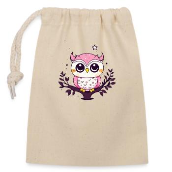 Cute Owl in Pink - Closable cotton gift bag (14x20cm) - nature - Front